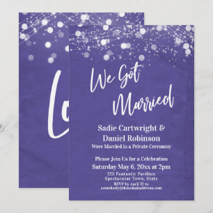 Invitación Luces Texturizado Nos Casamos Recepción Púrpura