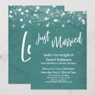 Invitación Luces Texturizado Recién Casados Azul Turquesa Sol