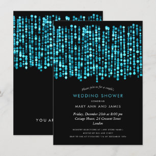 Invitación Luces turquesas de ducha de la pareja moderna