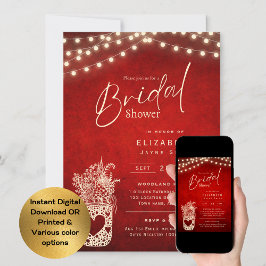Invitación Luces Twinkling | Boda de Rustic Barn Woodland
