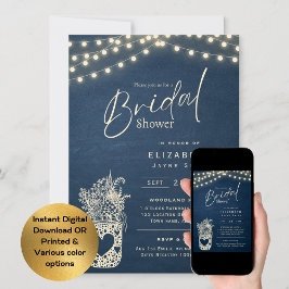 Invitación Luces Twinkling | Boda de Rustic Barn Woodland