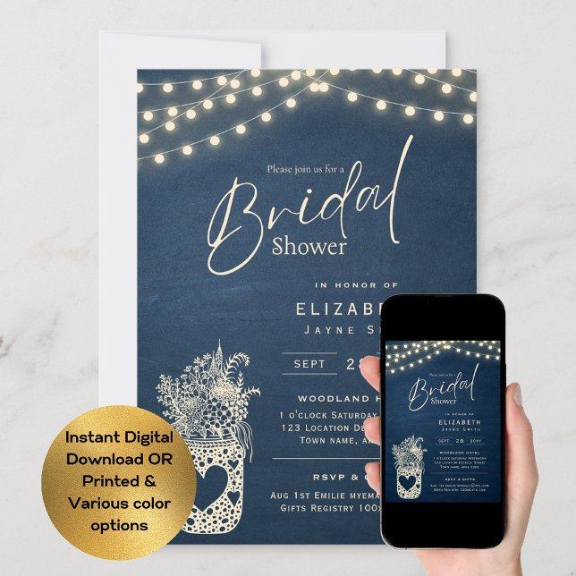 Invitación Luces Twinkling | Boda de Rustic Barn Woodland (Subido por el creador)