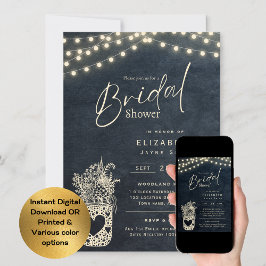 Invitación Luces Twinkling | Boda de Rustic Barn Woodland