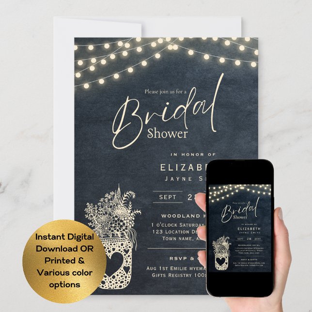 Invitación Luces Twinkling | Boda de Rustic Barn Woodland (Subido por el creador)
