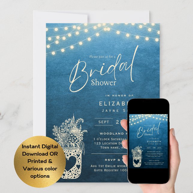 Invitación Luces Twinkling | Boda de Rustic Barn Woodland (Subido por el creador)