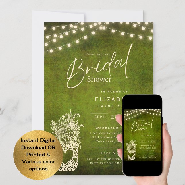 Invitación Luces Twinkling | Boda de Rustic Barn Woodland (Subido por el creador)