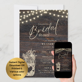 Invitación Luces Twinkling | Boda de Rustic Barn Woodland