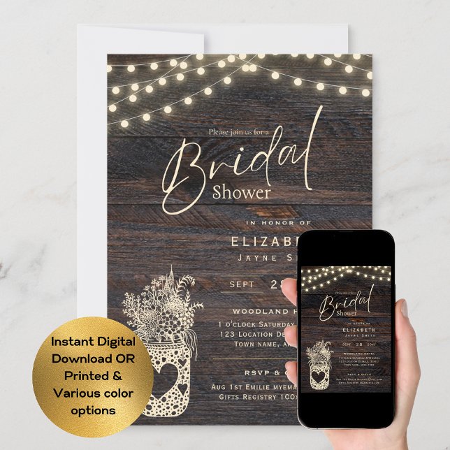Invitación Luces Twinkling | Boda de Rustic Barn Woodland (Subido por el creador)