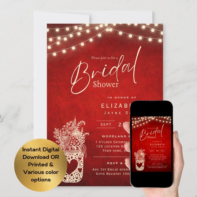 Invitación Luces Twinkling | Boda de Rustic Barn Woodland (Subido por el creador)