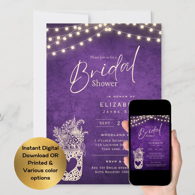 Invitación Luces Twinkling | Boda de Rustic Barn Woodland (Subido por el creador)