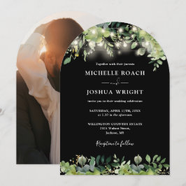Invitación Luces Verdes Arch Boda De Fotografía En Blanco Y N