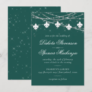Invitación Luces verdes de Fleur de Lis   Boda temática audaz