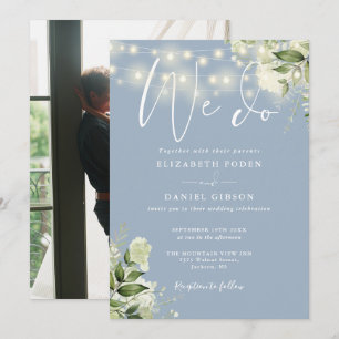 Invitación Luces Verdes Fotografía Boda Azul Polvoriento Hace