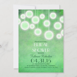 Invitación Luces verdes románticas ducha de novia vintage