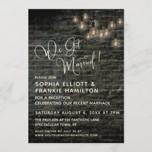 Invitación Luces Vintage de Ladrillo Industrial, Nos Casamos