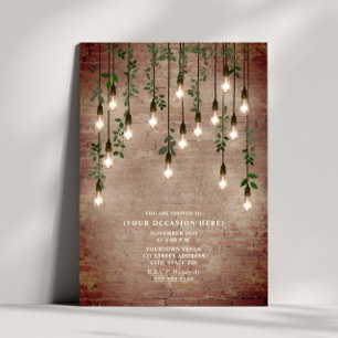 Invitación Luces Vintage Ladrillo Botánico Fiesta Genérica