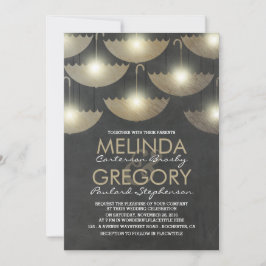 Invitación Luces y Boda del tablero de paraguas