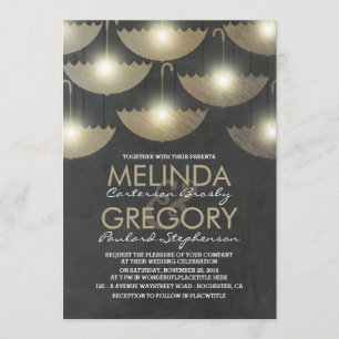 Invitación Luces y Boda del tablero de paraguas