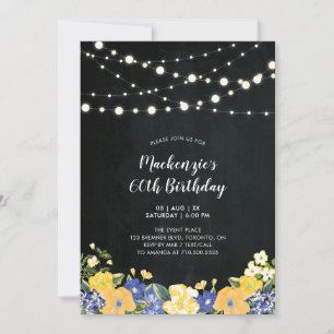 Invitación Luces y fiesta de cumpleaños de adultos con flores