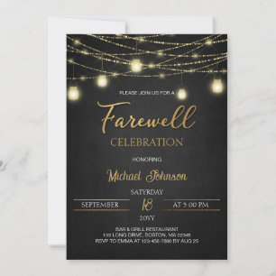 Invitación Luces y un Fiesta de despedida con guión elegante