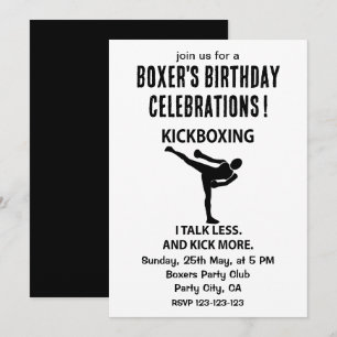 Invitación Luchador de Kickboxing Boxeador Cumpleaños Kickbox