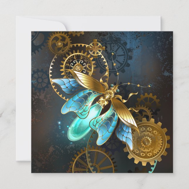 Invitación Luciérnaga de Steampunk (Anverso)