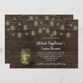 Invitación Luciérnagas Boda de Mason Jars String Lights