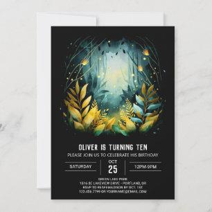 Invitación Luciérnagas impresas Pastel Woodland Cumpleaños