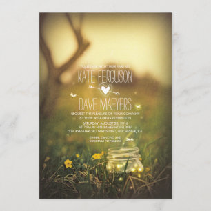 Invitación Luciérnagas invitan a una boda de jardín rústico M