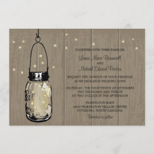 Invitación Luciérnagas rusas de madera mason jar