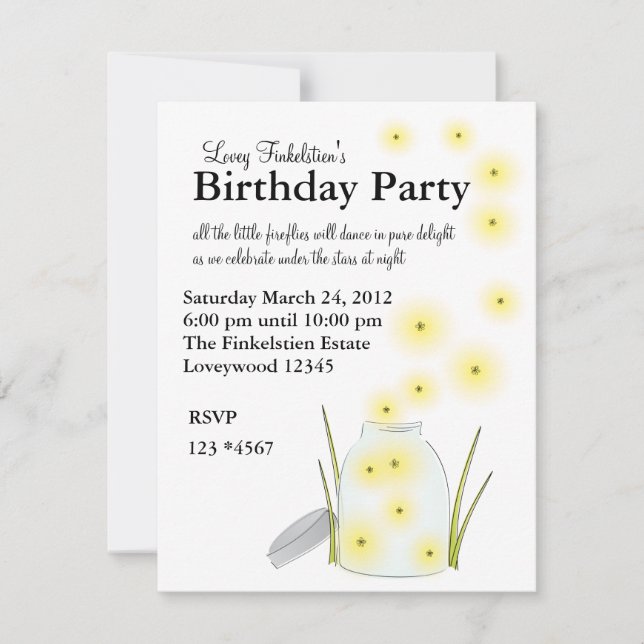 Invitación Luciérnagas Volando (Anverso)