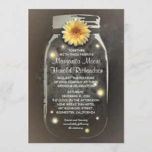 Invitación Luciérnagas y boda caprichosa rústica del tarro de