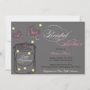 Invitación Luciérnagas y ducha marrón - gris
