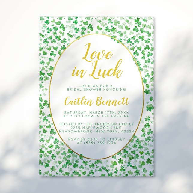Invitación Luck in Love Green St. Patrick's Day Bridal Shower (Subido por el creador)