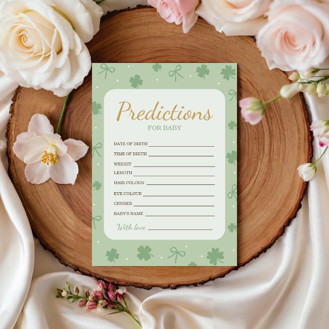 Invitación Lucky Charm Baby Predictions Card (Subido por el creador)