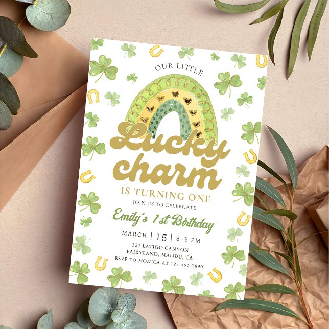 Invitación Lucky Charm Rainbow Shamrock Birthday  Invitation (Subido por el creador)