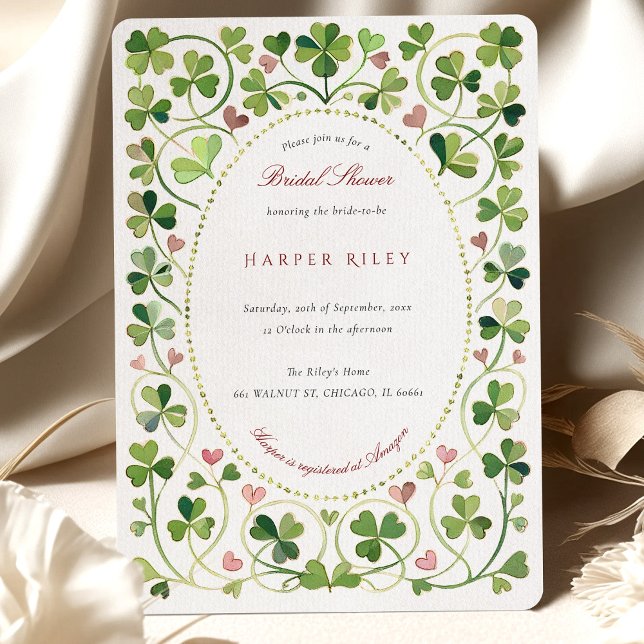 Invitación Lucky Clover & Hearts Bridal Shower (Subido por el creador)