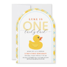 Lucky Duck First Birthday Arch Invitation