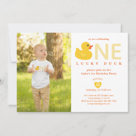 Invitación Lucky Duck First Birthday Photo Invitation