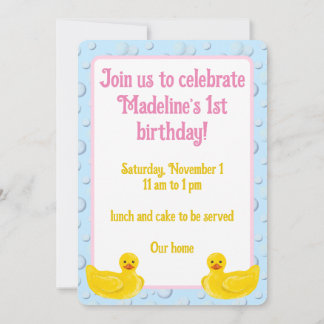Invitación Lucky Ducky First Birthday Invitation