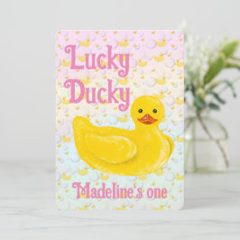 Invitación Lucky Ducky First Birthday Invitation