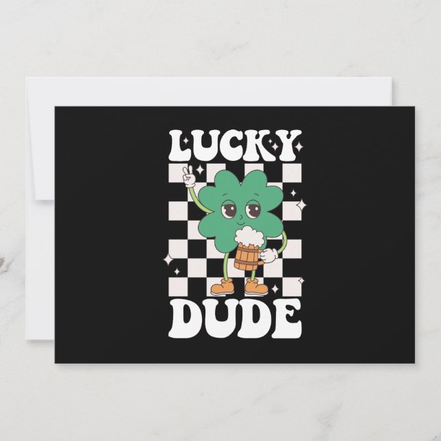 Invitación Lucky Dude St Patricks Day Irish Groovy (Anverso)