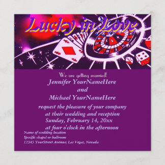 Invitación Lucky en el tema del Casino Love Purple