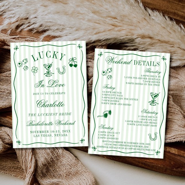 Invitación Lucky In Love 4 Day Itinerary Bachelorette Party (Subido por el creador)