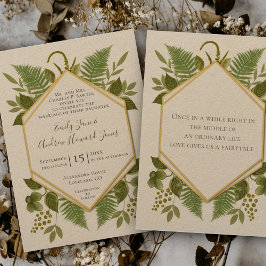 Invitación Lucky In Love 4 Leaf Clover Fern Boda Geométrico