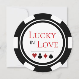Invitación Lucky In Love Black White Poker Chip Vegas Boda