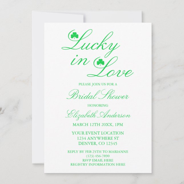 Invitación Lucky In Love Bridal Shower (Anverso)