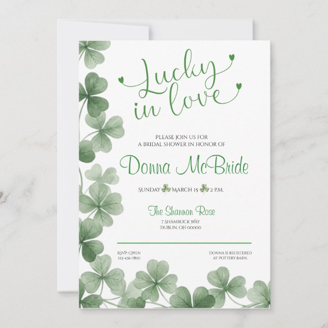 Invitación Lucky in Love Bridal Shower Invitation (Anverso)