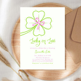 Invitación Lucky in Love Bridal Shower Pink Green Shamrock 