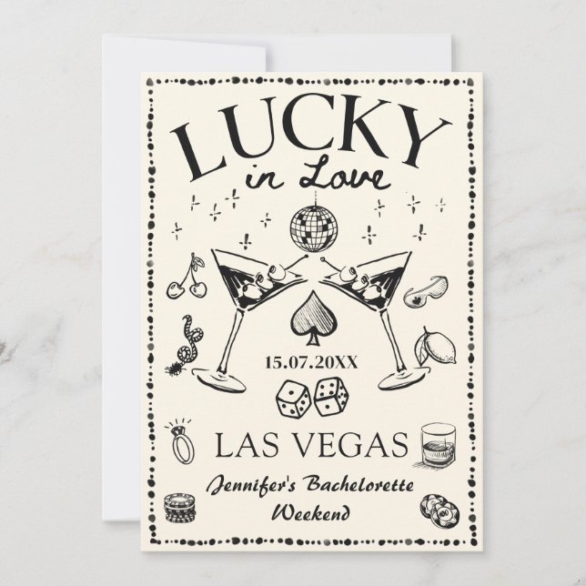 Invitación Lucky In Love Casino Bachelorette Weekend (Anverso)